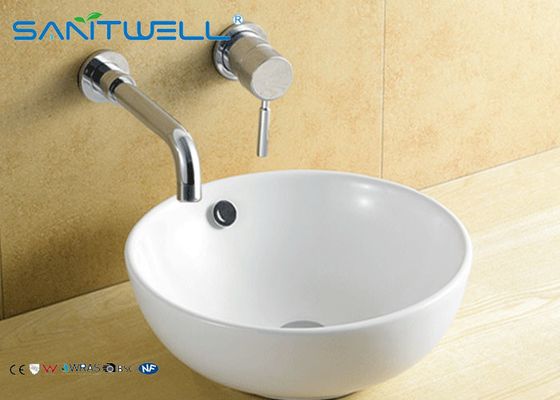 Home White Counter Top Wash Basin , Ceramic Bathroom Sink 430*430*170mm
