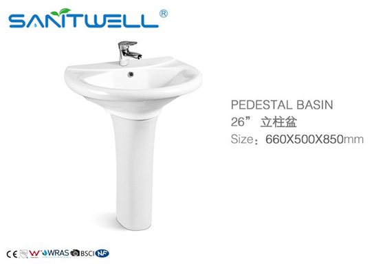 Floor standing bathroom wash basins , Ceramic classic pedestal basin