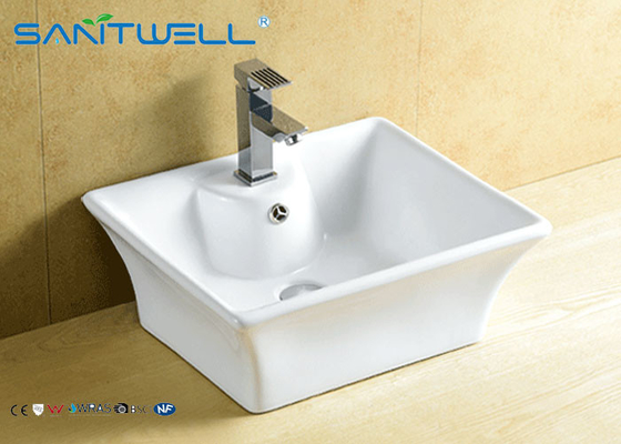 Bathroom Ceramic One Piece Sink And Counter Top Basin 495*410*190 mm White Color