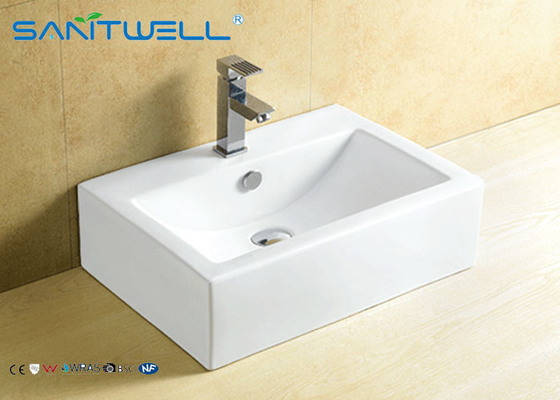 SGS Ceramic Art Wash Basin 525*420*160 mm Size Single Hole Faucet Mount