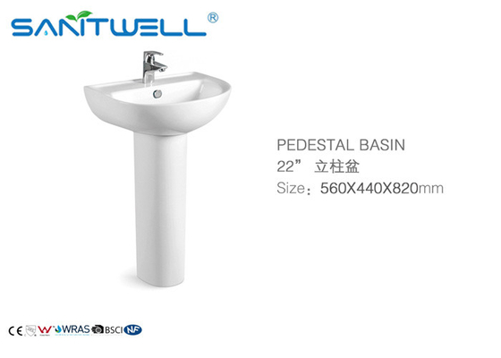 Oval style Bathroom Pedestal Basins round face washing bowl
