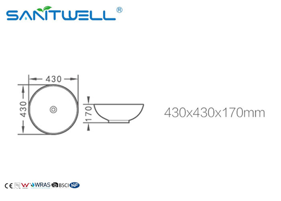 White Color Round Ceramic Thin Side Artistic Basin 430*430*170 mm