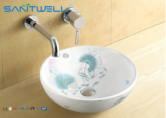 White Color Round Ceramic Thin Side Artistic Basin 430*430*170 mm