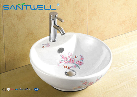 CE Bathroom Ceramic Wash Basin Elegant Durable Design With Round Shape