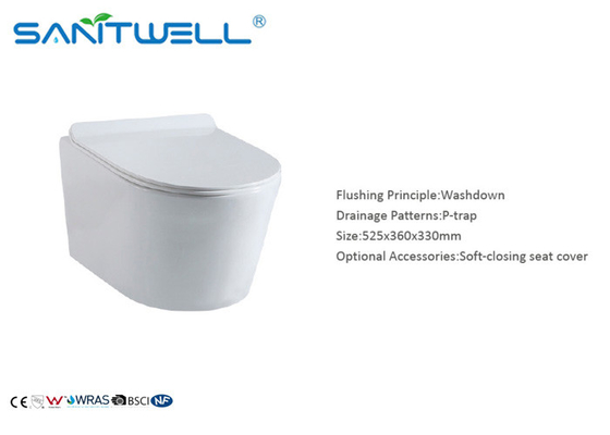 Ceramic wall hung toilet european wc  one piece soft seat cover ,  wall mounted toilet bowl