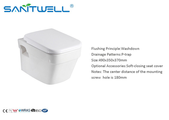 European Rimless Wall Mounted Wc , Wall Outlet Toilet  Ceramic Toilet