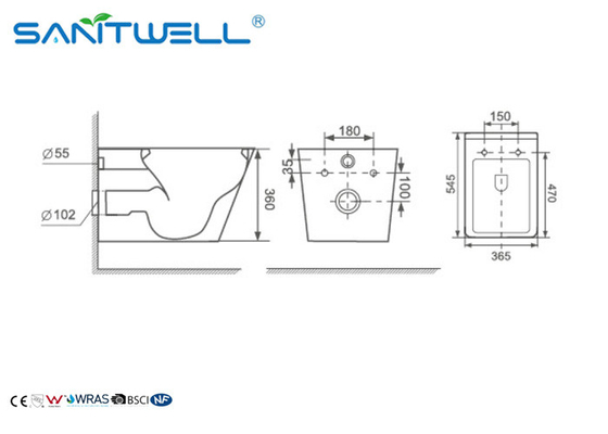 Popular ceramic wall mounted toilet sanitary ware wc For bathroom
