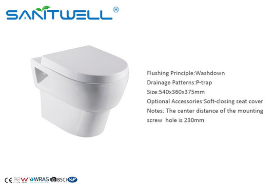 Bathroom Sanitary Wall Mounted WC Bowl Ceramic Ware Wall hung Toilet  Seat Cover