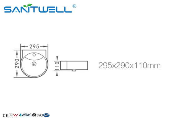 Modern wall mounted basin  popular and artistic shape 295*290*110 mm