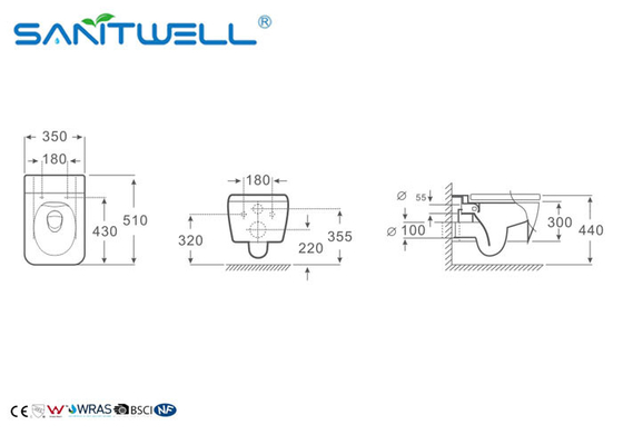 Popular Tenne ceramic wall hung toilet and sanitary ware SWF425