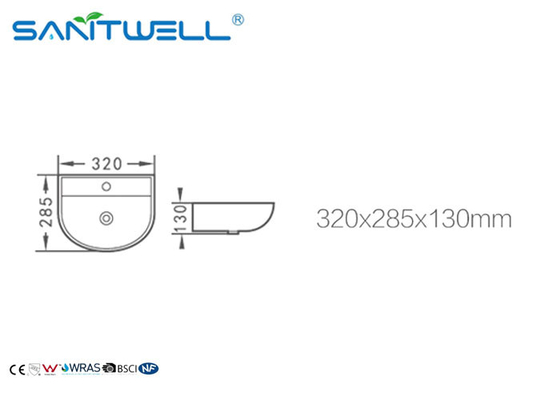 Accessible Washbasin Wall Hung Basin Solid Surface 320*285*130 mm