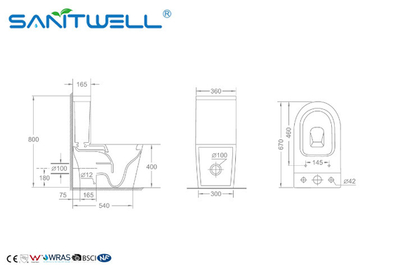 Bathroom Single Piece Toilet sanitary ware 1 hole siphonic  WC