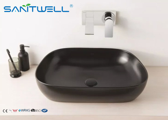 Semi counter Black Glazed art basin sink For Hotel , Bathroom art wash basin