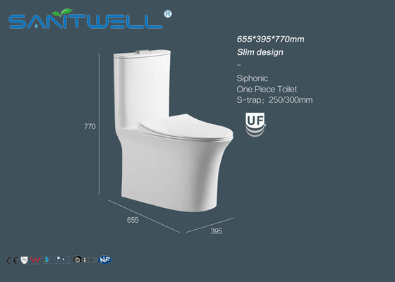 White Color Ceramic Single Piece Toilet  Bowl for hotel / home