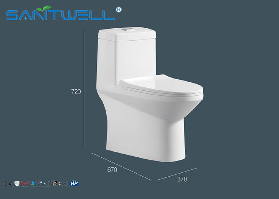 Bathroom Single Piece Toilet 670*370*720mm Size with SASO certificate