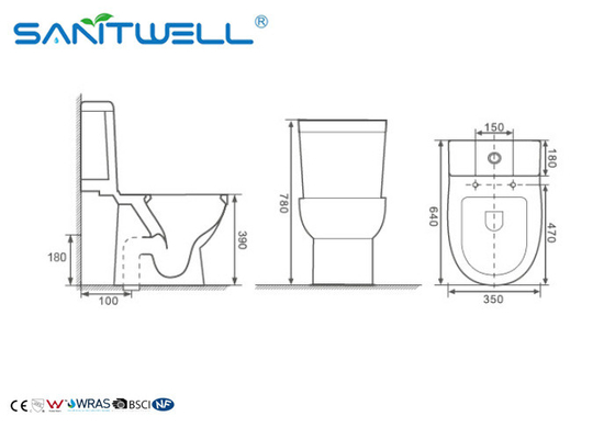 SWA121 Sanitary ware Two Piece Close Coupled WC Toilet lavatory
