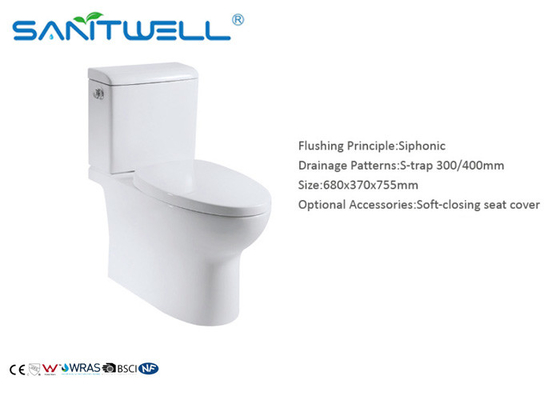 Ceramic Close Coupled Toilet soft seat cover 680*370*755mm Size