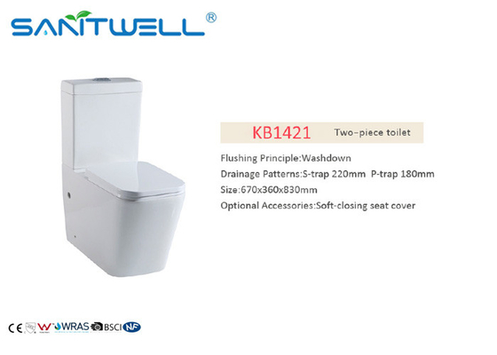 Modern washdown two piece wc closetool toilet 670*360*830 mm Size