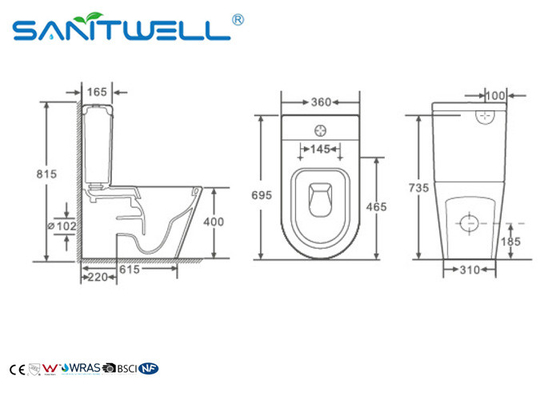 Economic 2 piece toilet cyclone jets Bathroom santiary dual flush waterless
