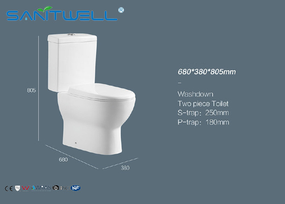 Two piece Close Coupled Toilet bowl watermark dual flush valve