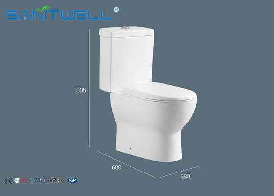 Two piece Close Coupled Toilet bowl watermark dual flush valve