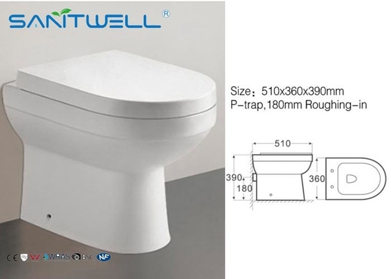 Round Free Standing Toilet Modern Quick Release Soft Close Seat
