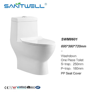 Sanitary Ware New Models Chaozhou Washdown One Piece Toilets PP Cover Seat Trap Roughing in