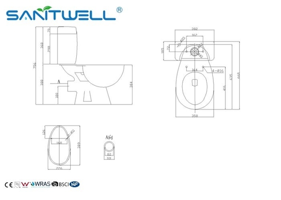 Ceramic Close - Coupled WC Pan Open Back Two Piece White 660*382*758 mm