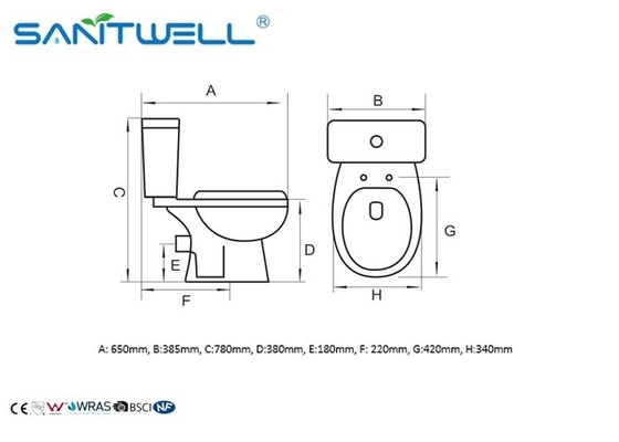 Popular Cheap Price Two Piece Washdown WC Toilet 665*360*725 mm