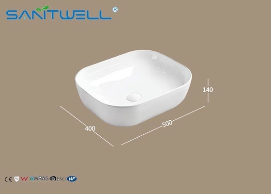White Ceramic Counter Wash Basin Classic Design 400 * 500 * 140 Mm Size