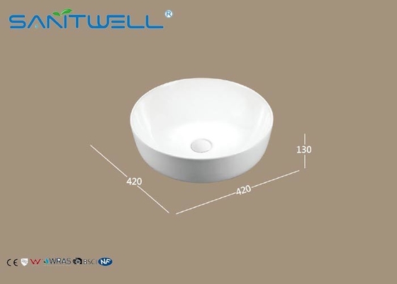 Top Mounter Ceramic Art Basin Self - Cleaning Glaze With Overflow 420 * 420 * 130mm