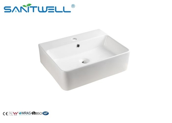 Luxury Style Ceramic Art Basin , Bathroom Countertop Basin With Rectangle Shape
