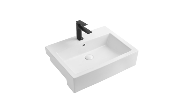 Rectangle Ceramic Above Counter Semi-insert Washbasin With Overflow Hole