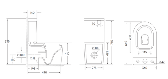 Black Color Ceramic Close Coupled Two Piece Toilet Manufacture Rimless Washing Down Flushing Toilet