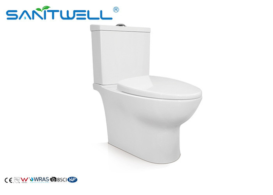 Elongated Ceramic Toilet Two Piece Cotton White 690 * 390 * 760 Mm SWC2721