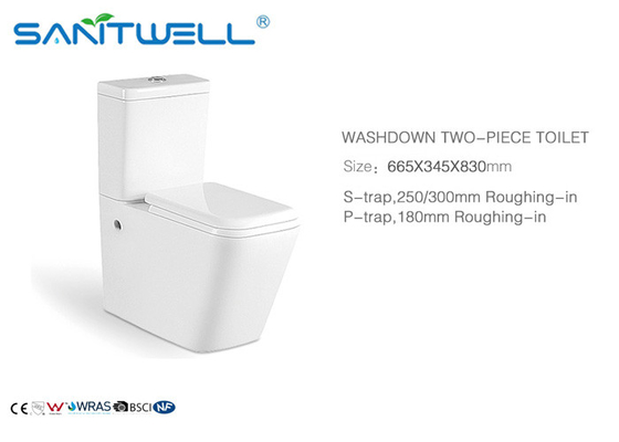 Watermark Two Piece Toilet , Ceramic Floor Mounted Toilet With ODM Logo SWC2421