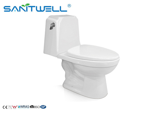P Trap One Piece Toilet 720 * 380 * 730mm Ceramic Material White Color SWC2821