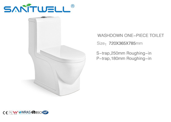 One Piece Pedestal Ceramic Toilet For WC Bathroom 720 * 365 * 785 Mm SWC3011