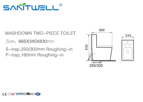 Cistern Compact Stand Ceramic Toilet American Standard SWC1021 665 * 345 * 830 Mm
