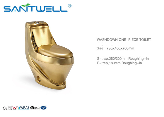 One Piece S Trap Gold Ceramic Toilet P Trap Water Closet Closestool
