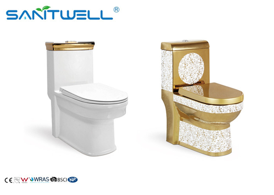 CE Approved Gold Ceramic Toilet SWC1411 780*380*750 Mm Dual Flush Washdown
