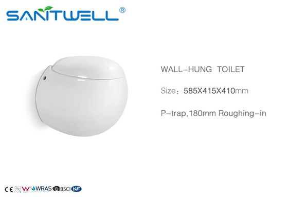 White Washdown Wall Mounted WC SWC225 Egg Shape Stable European Standard