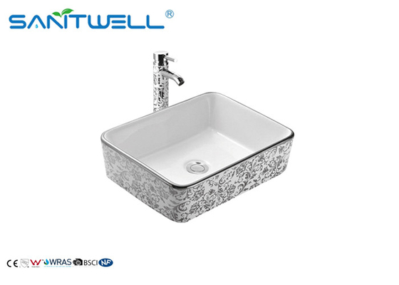 Bathroom Gold Marble Ceramic Art Basin AB8025B 485×380×130mm Easy Clean