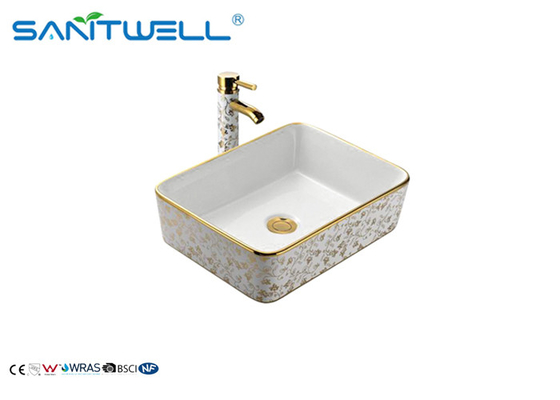 Table Top Golden Ceramic Art Basin For Lavatory AB8025D 500×500×165mm