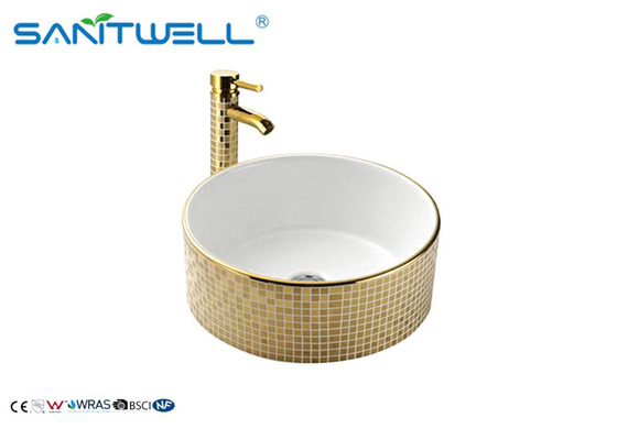 Golden Decal Ceramic Wash Basin / Various Colors Porcelain Bathroom Basin AB8118D