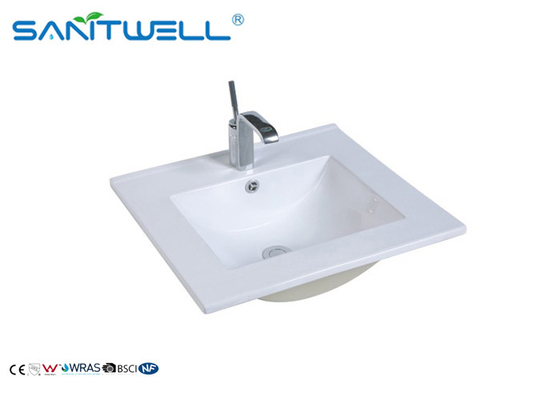 Indoor Square Above Counter Basin AB8003-50 White Glazed Painting
