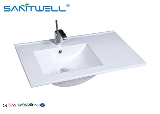 Ceramic Counter Top Wash Basin AB8003-80L Single Hole White Color