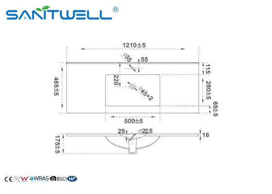 Ceramic Single Bowl Counter Top Wash Basin AB8003-120 Single Hole