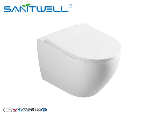 European Style Square Wall Hanging Wc / Wall Mounted Toilet With Slow Close Seat Cover