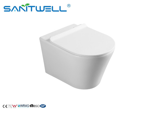 Sanitary Ware Wall Hung Wc / White Color Round Ceramic Wall Outlet Toilet